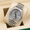 Rolex Datejust Diamond Watch, 116244 36mm, Rhodium Waves With Diamonds With Stainless Steel Jubilee Bracelet