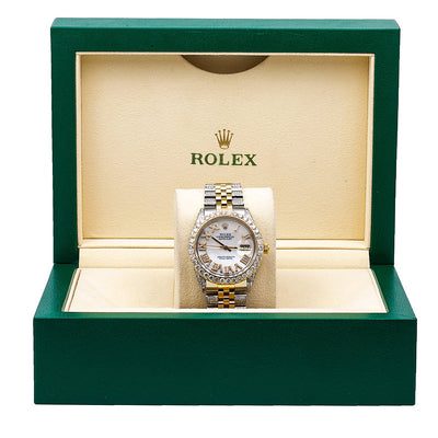 Rolex Datejust Diamond Watch, 1601 36mm, Mother of Pearl Diamond Dial With 8.75 CT Diamond