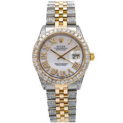 Rolex Datejust Diamond Watch, 1601 36mm, Mother of Pearl Diamond Dial With 8.75 CT Diamond