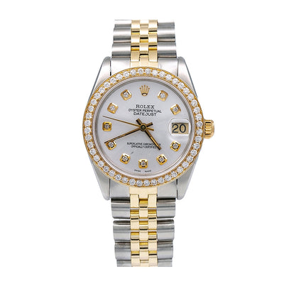 Rolex Datejust Diamond Watch, 68273 31mm, White Diamond Dial With 1.05 CT Diamonds