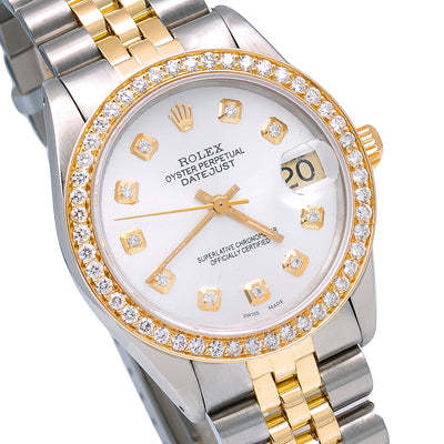 Rolex Datejust Diamond Watch, 68273 31mm, White Diamond Dial With 1.05 CT Diamonds