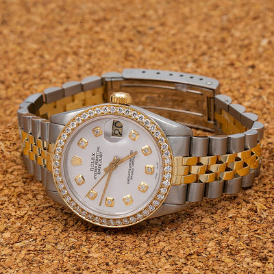 Rolex Datejust Diamond Watch, 68273 31mm, White Diamond Dial With 1.05 CT Diamonds