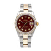 Rolex Oyster Perpetual Diamond Watch, Date 1505 34mm, Red Diamond Dial With 1.20 CT Diamonds