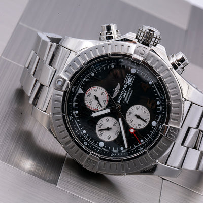 Breitling Super Avenger A13370 48MM Black Dial With Stainless Steel Bracelet