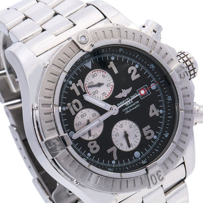 Breitling Super Avenger A13370 48MM Black Dial With Stainless Steel Bracelet