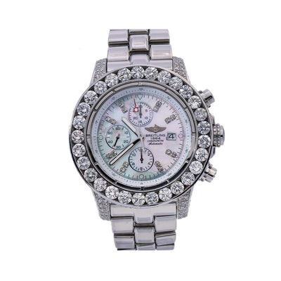 Breitling Super Avenger A11370 42MM MOP Dial With 15 Carat Diamond Bezel