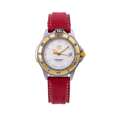 TAG Heuer 4000 Women's Quartz Movement Red Leather Steel Watch 995.713 32MM