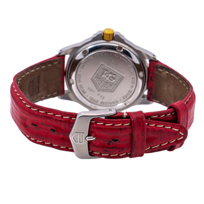 TAG Heuer 4000 Women's Quartz Movement Red Leather Steel Watch 995.713 32MM