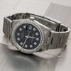 Rolex Oyster Perpetual Diamond Watch, Date 15000 34mm, Black Diamond Dial With 1.05 CT Diamonds