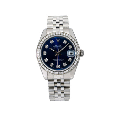 Rolex Datejust Diamond Watch, 178240 31mm, Blue Diamond Dial With 1.25 CT Diamonds