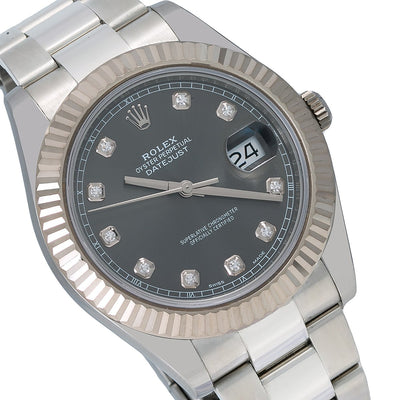 Rolex Datejust II Diamond Watch, 116334 41mm, Factory Gray Diamond Dial With Stainless Steel OysterBracelet