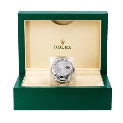 Rolex Datejust II Diamond Watch, 116334 41mm, Factory Gray Diamond Dial With Stainless Steel OysterBracelet