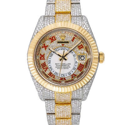 Rolex Sky-Dweller Diamond Watch, 326933 42mm, White Diamond Dial With 25.75 CT Diamonds