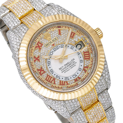 Rolex Sky-Dweller Diamond Watch, 326933 42mm, White Diamond Dial With 25.75 CT Diamonds