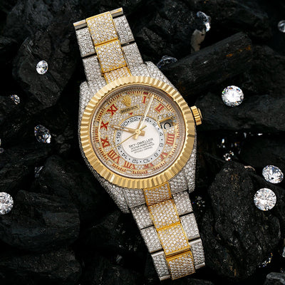 Rolex Sky-Dweller Diamond Watch, 326933 42mm, White Diamond Dial With 25.75 CT Diamonds