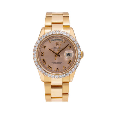 Rolex Day-Date Diamond Watch, 118205 36mm, Pink Dial With 3.50 CT Diamonds