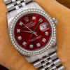 Rolex Datejust Diamond Watch, 16014 36mm, Red Diamond Dial With 1.20 CT Diamonds