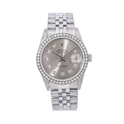 Rolex Datejust Diamond Watch, 16014 36mm, Silver Diamond Dial With 1.20 CT Diamonds