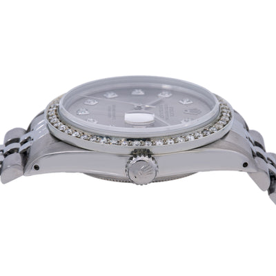 Rolex Datejust Diamond Watch, 16014 36mm, Silver Diamond Dial With 1.20 CT Diamonds