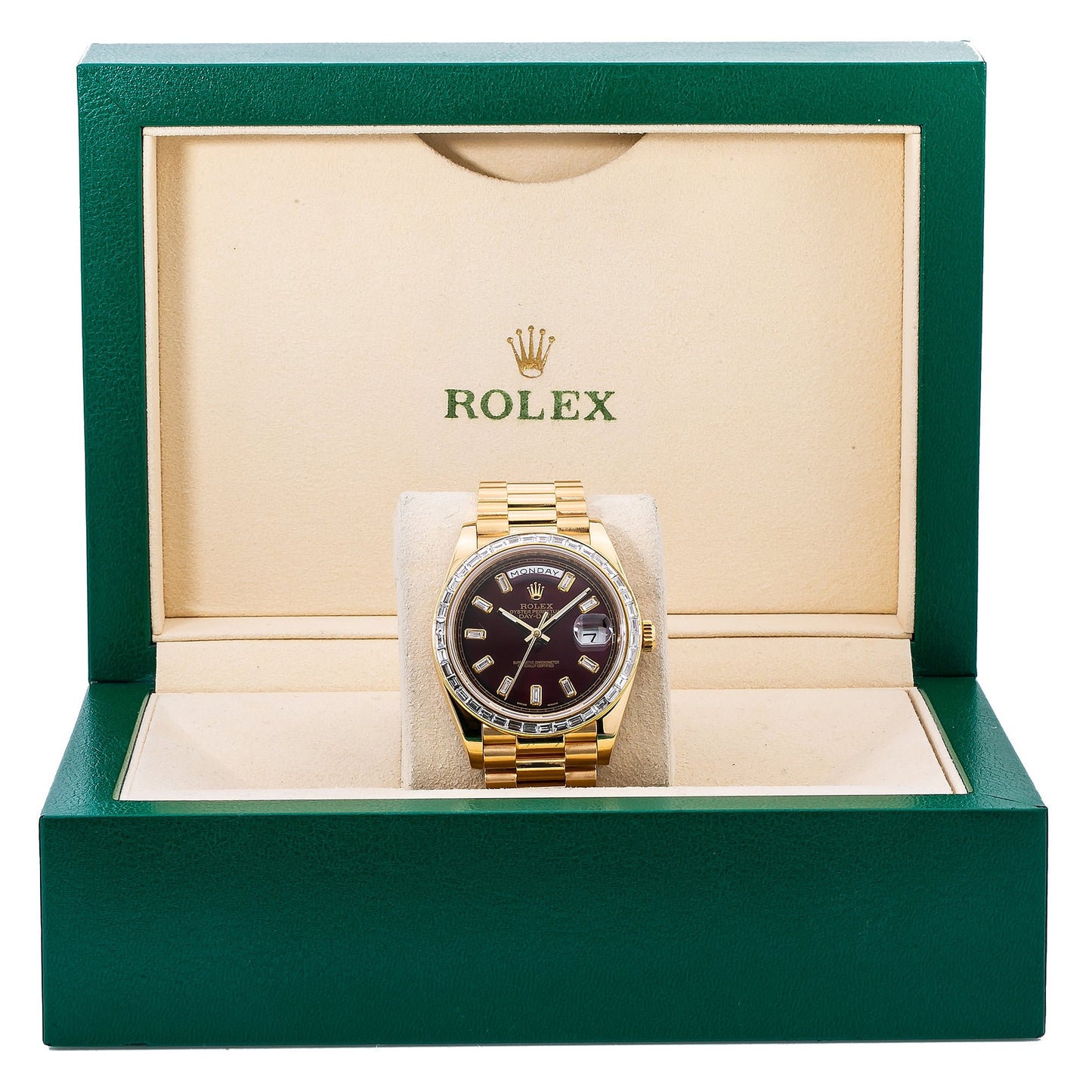 Rolex Day-Date Diamond Watch, 228238 40mm, Red Diamond Dial With 4.75 CT Diamonds