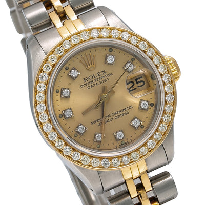 Rolex Datejust Diamond Watch, 6917 26mm, Champagne Diamond Dial With 0.90 CT Diamonds