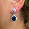 18K White Gold Ladies Earrings With Sapphire and Diamonds