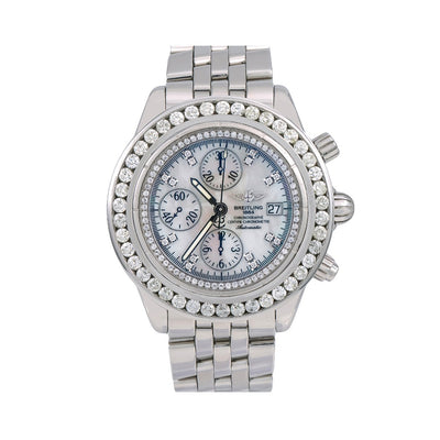 Breitling Chronomat Evolution A13356 44MM White Diamond Dial With Stainless Steel Bracelet