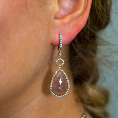 18K Rose Gold Ladies Earrings Diamonds and Rubies