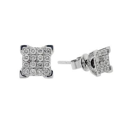 Small 14K White Gold  Unisex  Square Shaped  Diamond Earrings