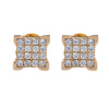 Small 14K Yellow Gold  Unisex  Square Shaped  Diamond Earrings