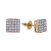 Small 14K Yellow Gold  Unisex  Square Shaped  Diamond Earrings