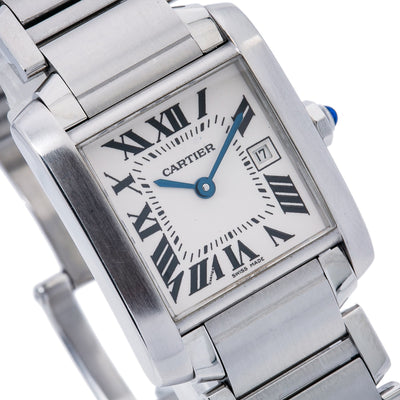 Cartier Tank Française W51011Q3 25MM White Dial With Stainless Steel Bracelet