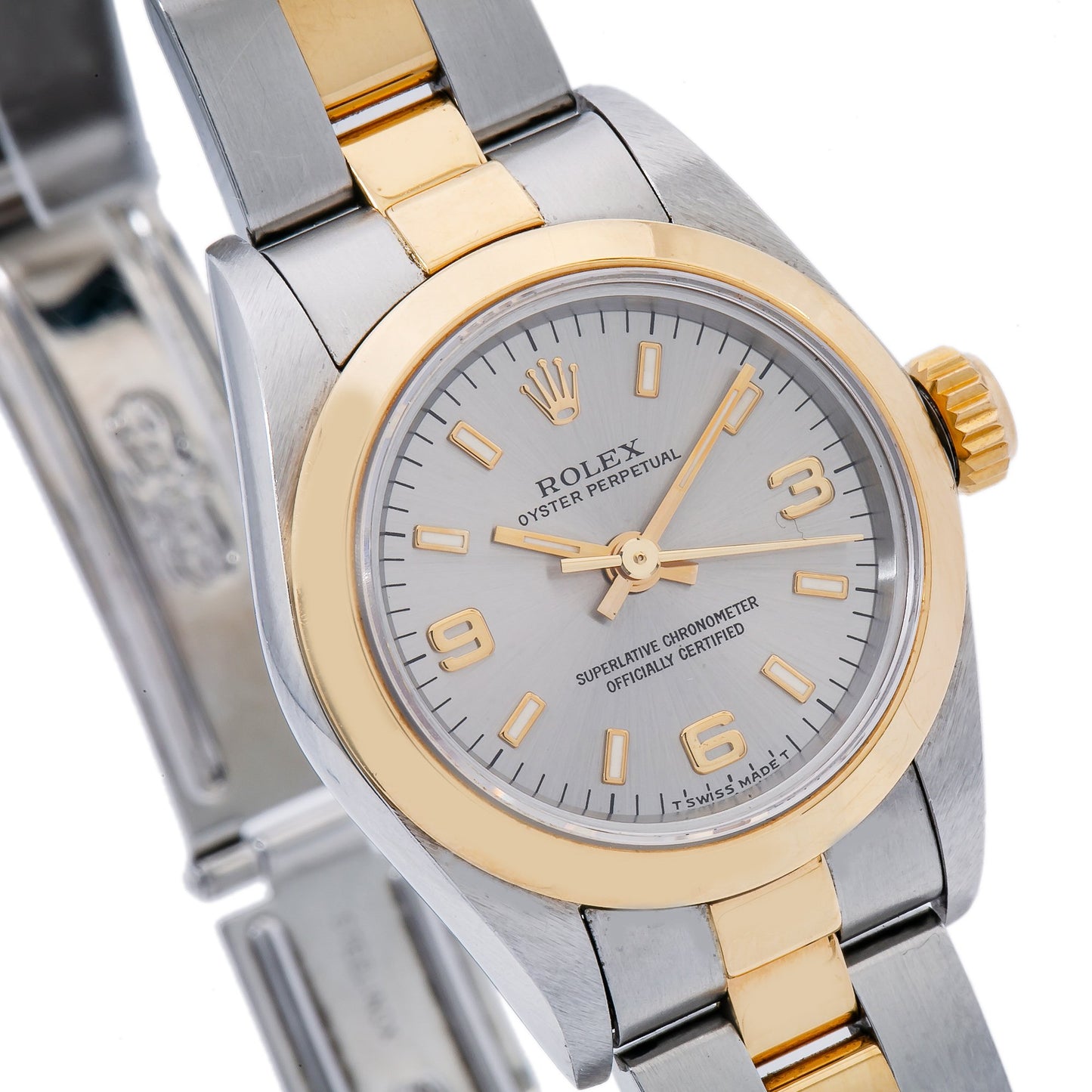 Rolex Oyster Perpetual NonDate 67183 24MM Silver Dial With Two Tone Oyster Bracelet