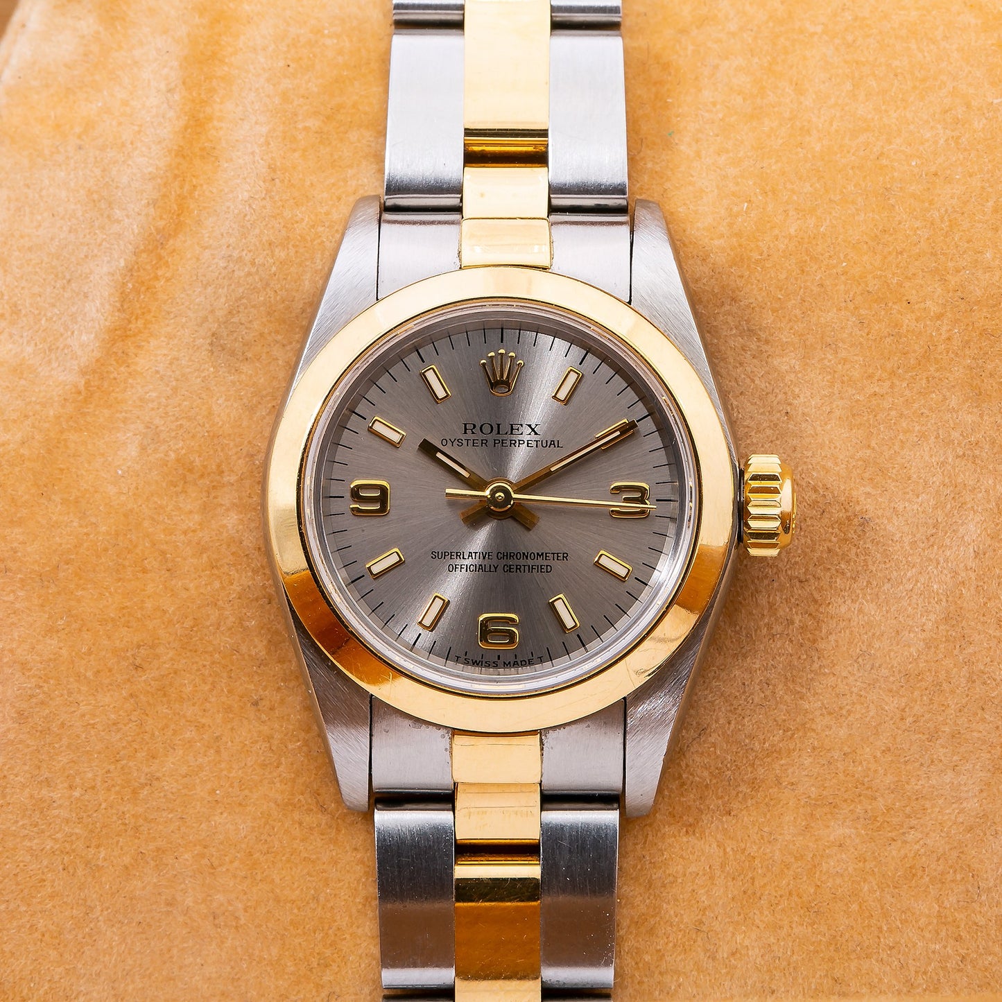 Rolex Oyster Perpetual NonDate 67183 24MM Silver Dial With Two Tone Oyster Bracelet