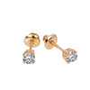 Small 14K Yellow Gold  Unisex  Round Shaped  Diamond Earrings