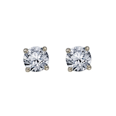 Small 14K White Gold  Unisex  Round Shaped  Diamond Earrings