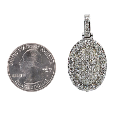 Men's 14K white Gold Round Pendant with 1.85 CT Diamonds