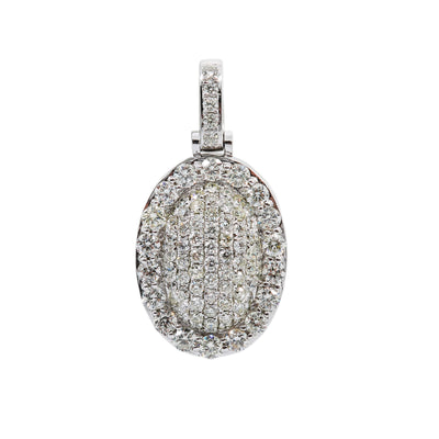 Men's 14K white Gold Round Pendant with 1.85 CT Diamonds