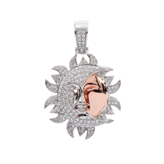 Unisex 14K White and Rose Gold Pendant with 1.41 CT Diamonds