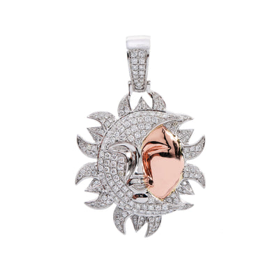 Unisex 14K White and Rose Gold Pendant with 1.41 CT Diamonds