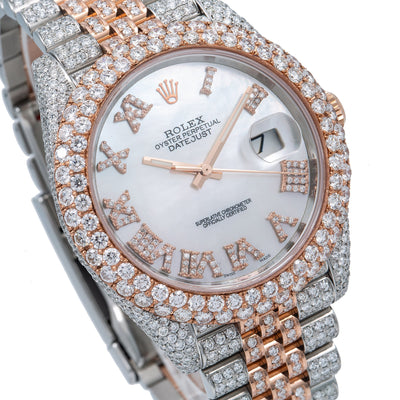 Rolex Datejust II Diamond Watch, 126331 41mm, White Mother of Pearl Diamond Dial With 19.25 CT Diamonds