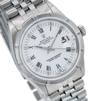 Rolex Oyster Perpetual Date 1500 34MM White Dial With Stainless Steel Jubilee Bracelet