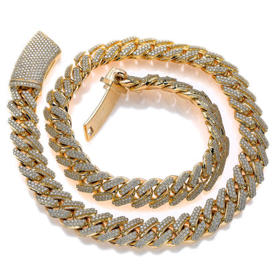 14K Yellow Gold Men's Cuban Chain With 37.86 CT Diamonds