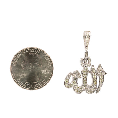 Men's 14K White Gold "Allah" Pendant with 1.45 CT Diamonds