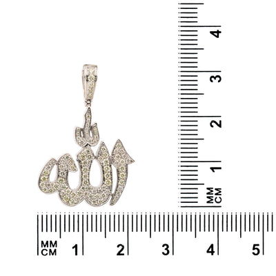 Men's 14K White Gold "Allah" Pendant with 1.45 CT Diamonds