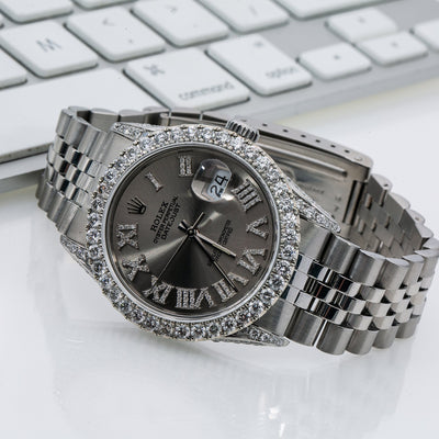 Rolex Datejust Diamond Watch, 16014 36mm, Grey Diamond Dial With 1.20 CT Diamonds