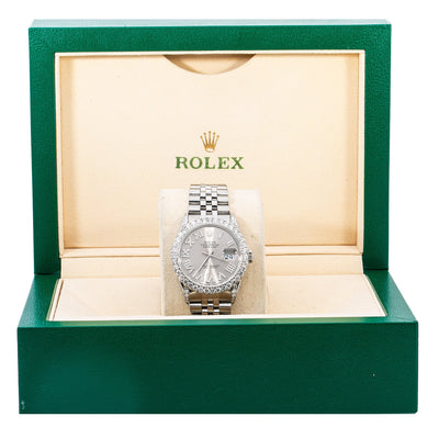 Rolex Datejust Diamond Watch, 16014 36mm, Grey Diamond Dial With 1.20 CT Diamonds