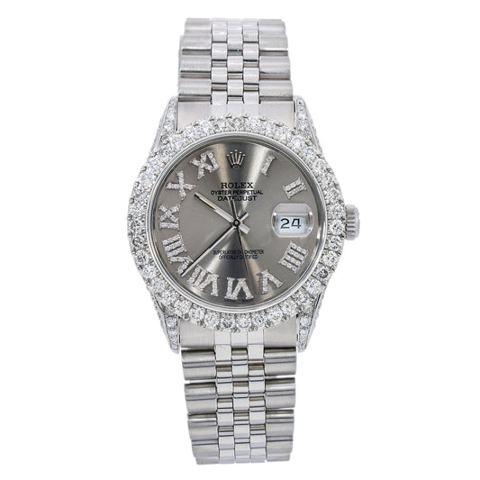 Rolex Datejust Diamond Watch, 16014 36mm, Grey Diamond Dial With 1.20 CT Diamonds