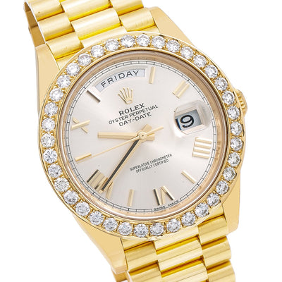 Rolex Day-Date Diamond Watch, 228238 40mm, Silver Dial With 2.25 CT Diamonds