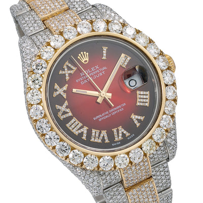 Rolex Datejust II Diamond Watch, 116333 41mm, Red Diamond Dial With 25.75 CT Diamonds